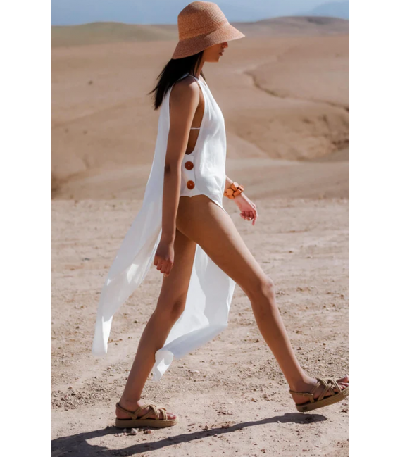 ZALLESHOP HANDMADE ORGANIC FASHION GROUPYASMINE 100% Cotton Optic White Beach DressWOMEN'S CLOTHING