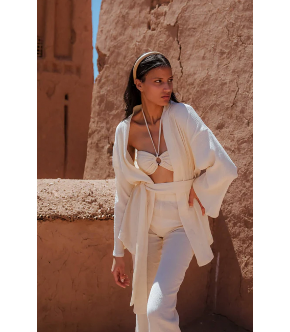 ZALLESHOP HANDMADE ORGANIC FASHION GROUP HANNA %100 Pamuk Kızıl Kahve Örgü Detaylı ElbiseWOMEN'S CLOTHING