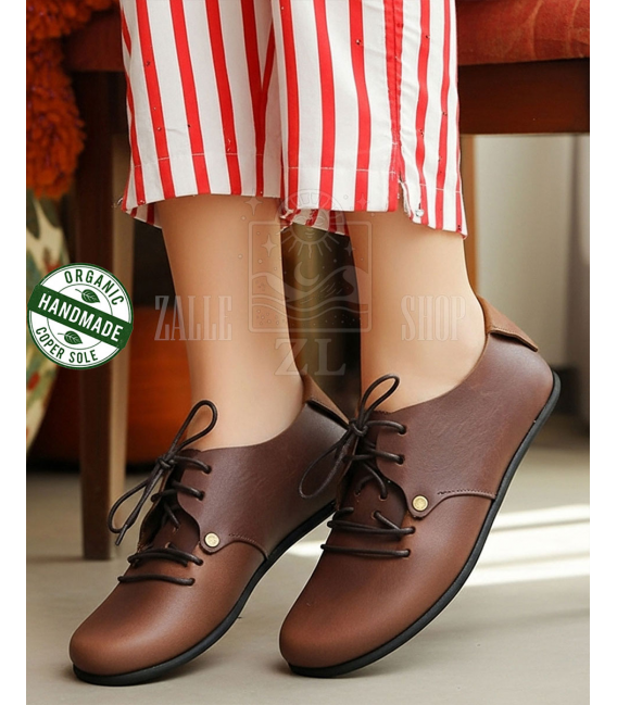 ZALLESHOP HANDMADE ORGANIC FASHION GROUPWomen Barefoot Sneakers ZL MONTANA brown organic leather shoesWOMEN