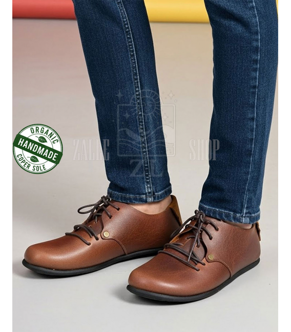 ZALLESHOP HANDMADE ORGANIC FASHION GROUP Men Barefoot Sneakers ZL MONTANA brown organic leather shoesHOMMES