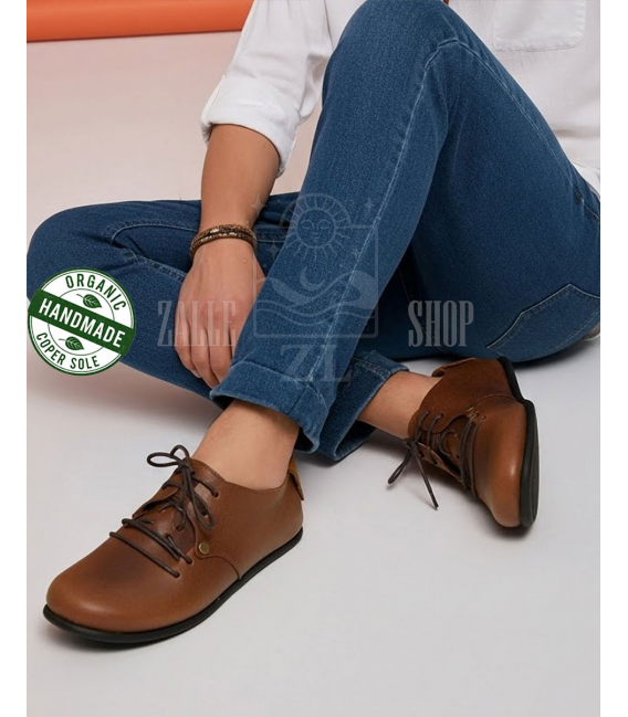 ZALLESHOP HANDMADE ORGANIC FASHION GROUP Men Barefoot Sneakers ZL MONTANA brown organic leather shoesHOMMES