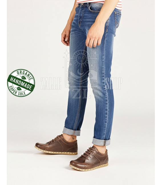 ZALLESHOP HANDMADE ORGANIC FASHION GROUP Men Handmade Leather Barefoot ShoesUOMINI