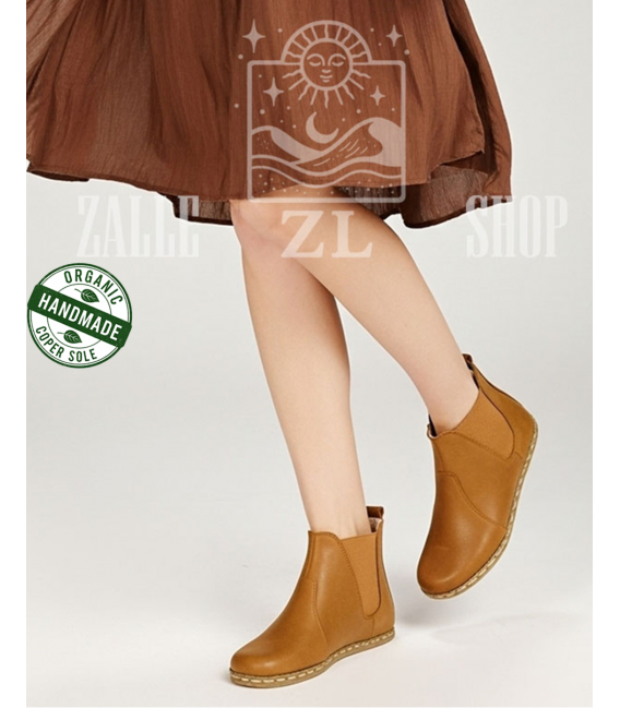 ZALLESHOP HANDMADE ORGANIC FASHION GROUPWomen Boots Barefoot Organic Leather HandmadeBoots