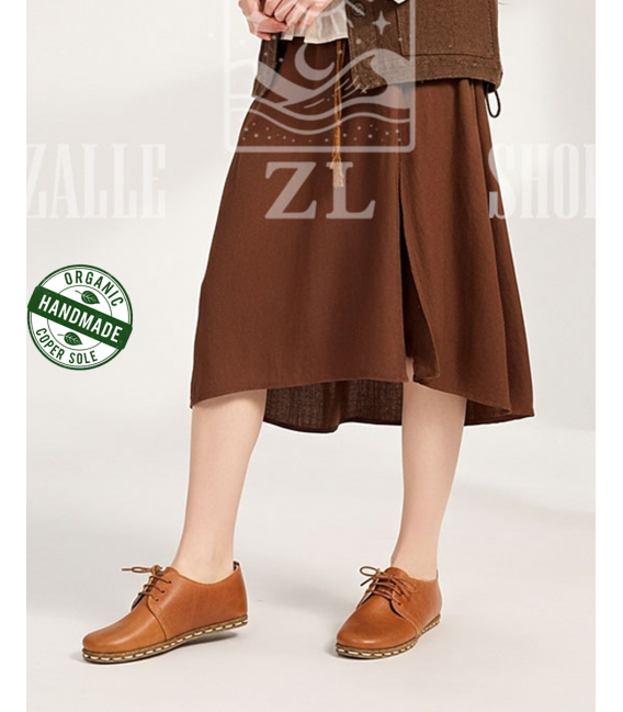 ZALLESHOP HANDMADE ORGANIC FASHION GROUPWomen Barefoot Sneakers Crazy Classic Brown organic leather shoesWOMEN