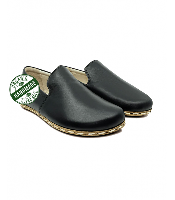 ZALLESHOP HANDMADE ORGANIC FASHION GROUPWomen Barefoot Black Classic organic leather shoesWOMEN