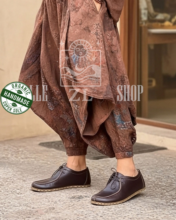 ZALLESHOP HANDMADE ORGANIC FASHION GROUPWomen Barefoot Sneakers Nke Bike brown organic leather shoesWOMEN