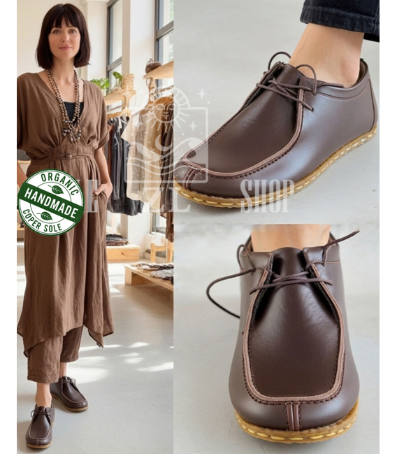 ZALLESHOP HANDMADE ORGANIC FASHION GROUP Baskets pieds nus Crazy Classic marron pour femmeFEMMES