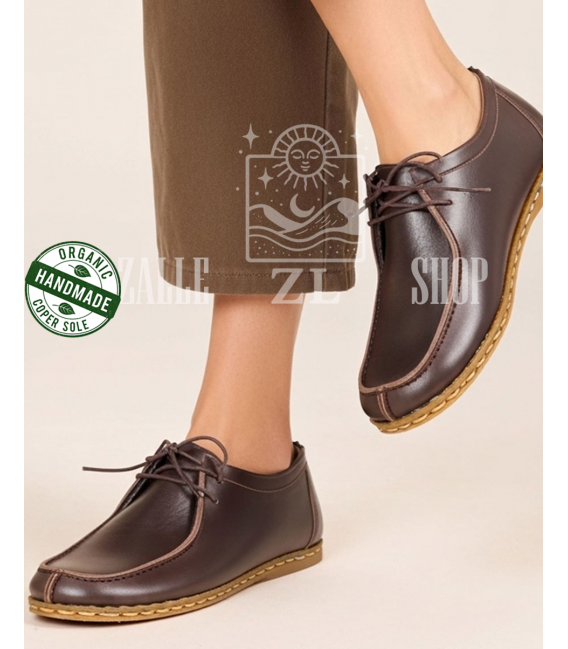 ZALLESHOP HANDMADE ORGANIC FASHION GROUP Baskets pieds nus Crazy Classic marron pour femmeFEMMES