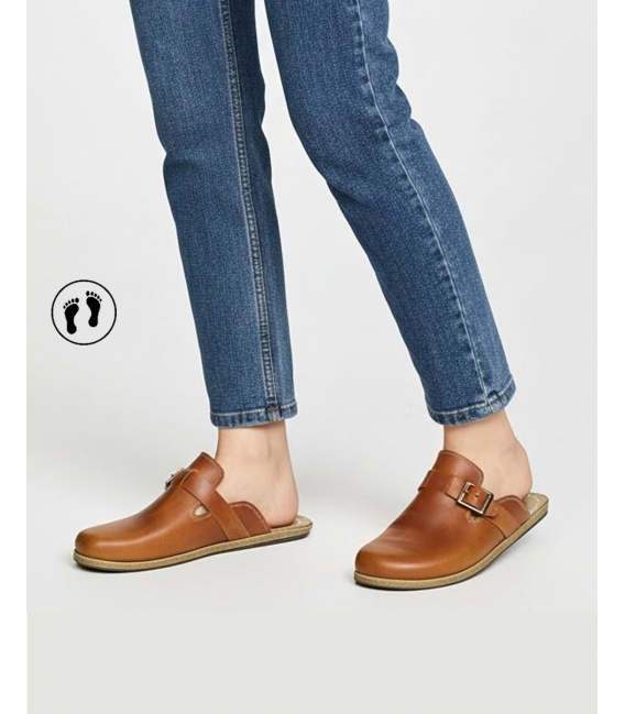 ZALLESHOP HANDMADE ORGANIC FASHION GROUP Women Barefoot Sneakers ZL MONTANA brown organic leather shoesPantofole