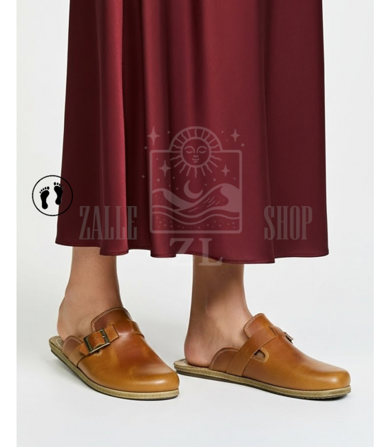 ZALLESHOP HANDMADE ORGANIC FASHION GROUP Women Barefoot Sneakers ZL MONTANA brown organic leather shoesPantofole