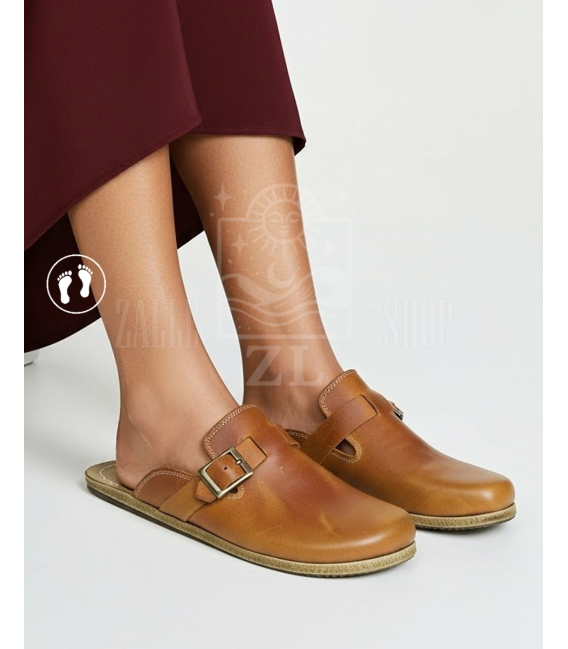 ZALLESHOP HANDMADE ORGANIC FASHION GROUPWomen Barefoot Sneakers ZL MONTANA brown organic leather shoesSlippers
