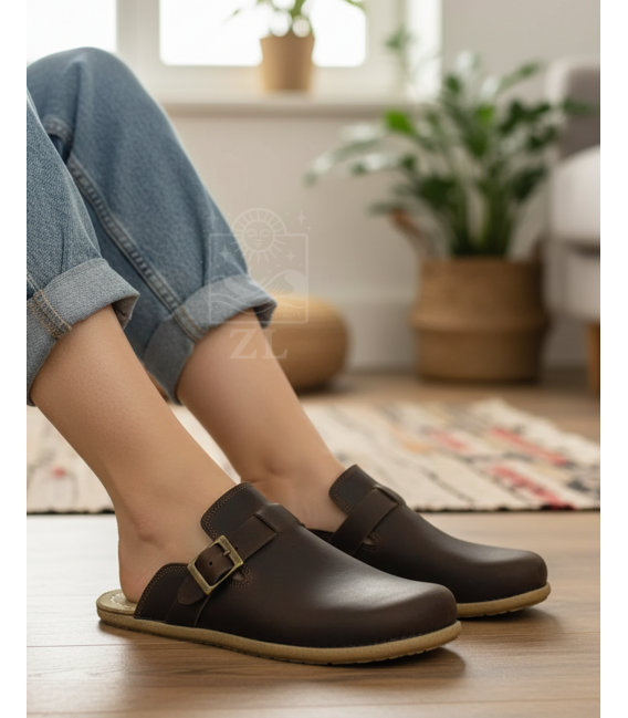 Women Barefoot Sneakers ZL MONTANA brown organic leather shoes